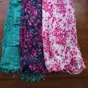 Three accessory scarves - various prints and colours